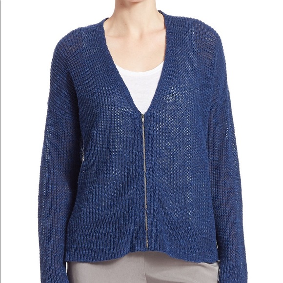 Eileen Fisher Organic Linen & Cotton Zip Cardigan - Picture 6 of 8